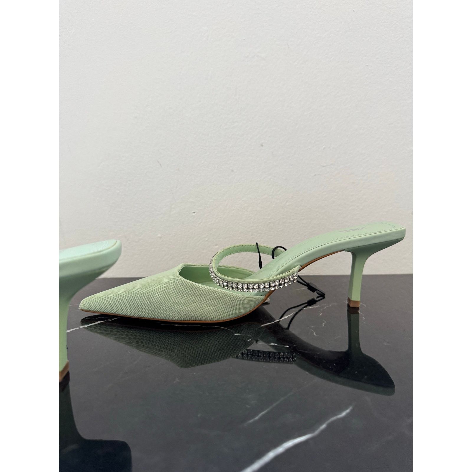 Zara Zara Pistachio Pastel Pointed-toe Mule Kitten Heels Size US 9 / IT 39 - 9 Thumbnail