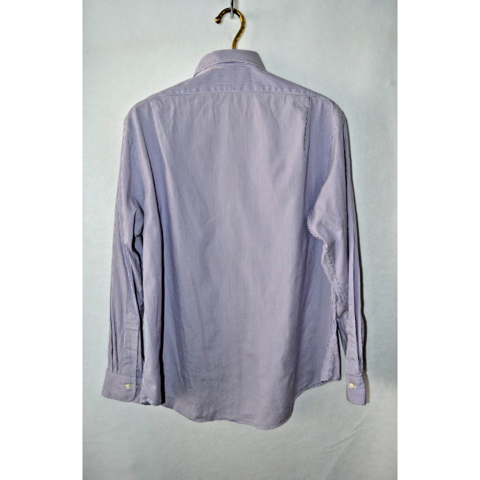 Polo Ralph Lauren VINTAGE Polo Ralph Lauren Dress Shirt Estate Custom Fit Purple Stripe 17 34/35 Mens Shirt Long Sleeve Cotton Size 46R - 2 Thumbnail