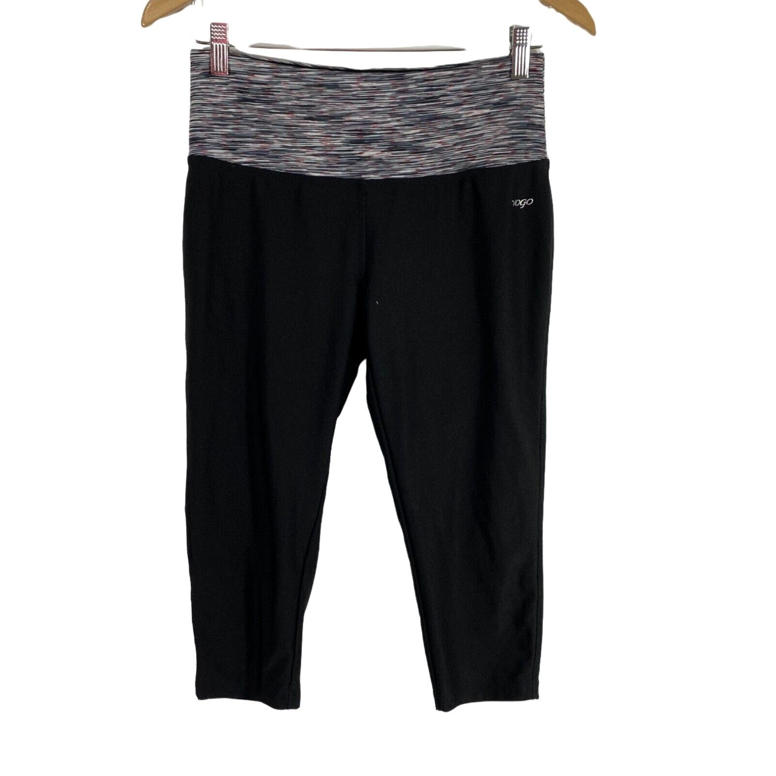 Logo Athletic Vogo Athletics Womens Black Flat Front Elastic Waist Pull On Capri Leggings Sz S Grailed