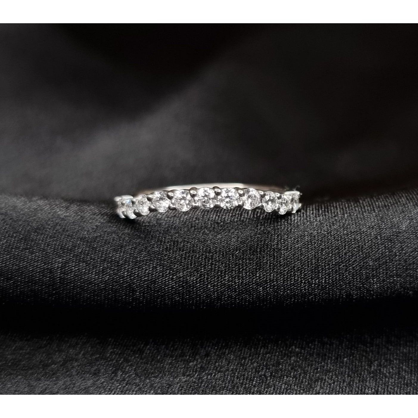 Vintage HN Signed China Sterling Silver 925 CZ Eternity Ring Size ONE SIZE - 1 Thumbnail