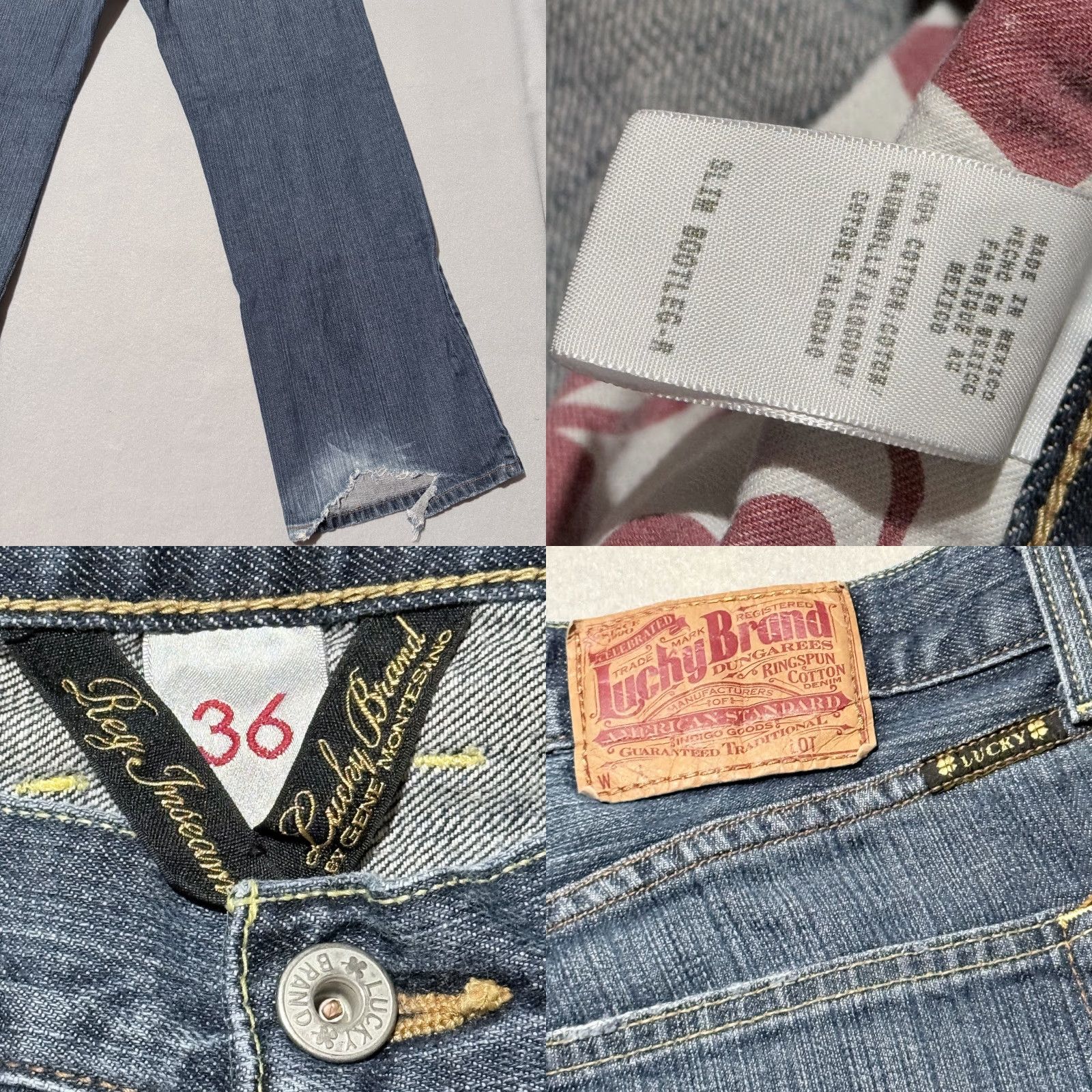 Lucky Brand Lucky Brand Jeans Men Blue Slim Boot Leg Mid-Rise Zip Fly 36 - Denim, 5-Pocket, Distressed, Regular Size Size US 36 / EU 52 - 8 Thumbnail