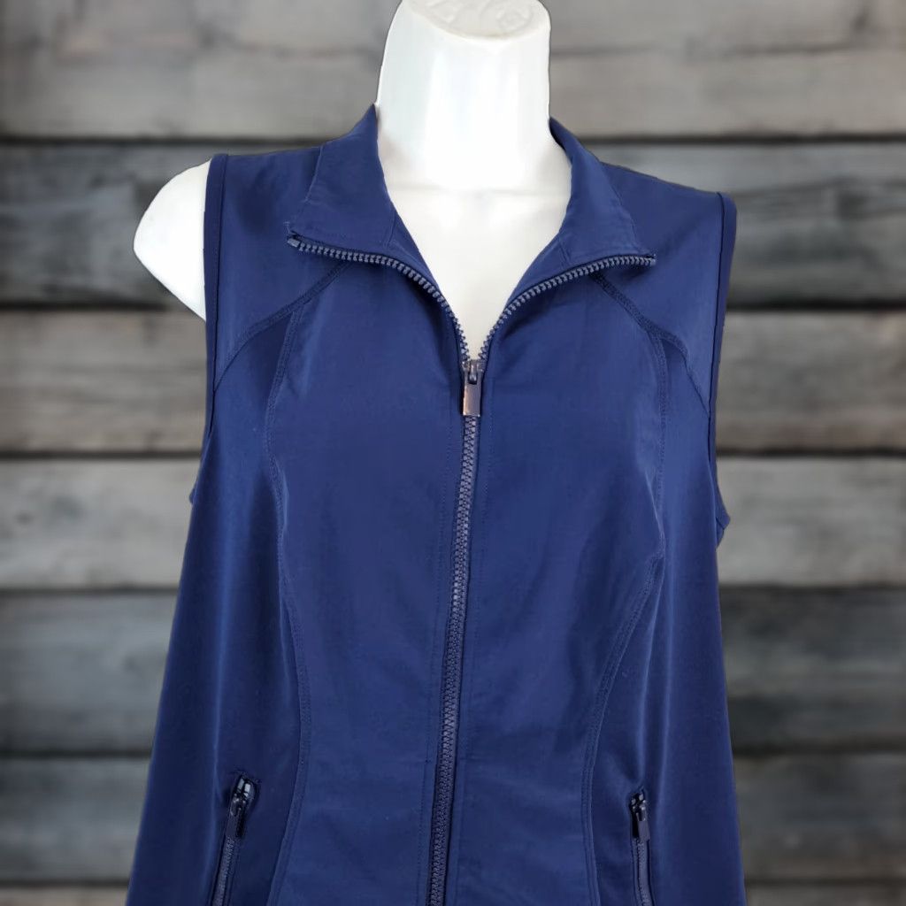 Vintage VINTAGE/CHICO'S ZENERGY Womens Vest Solid Blue Zip Pockets Size 4 0 US 4/6 Size S / US 4 / IT 40 - 1 Thumbnail