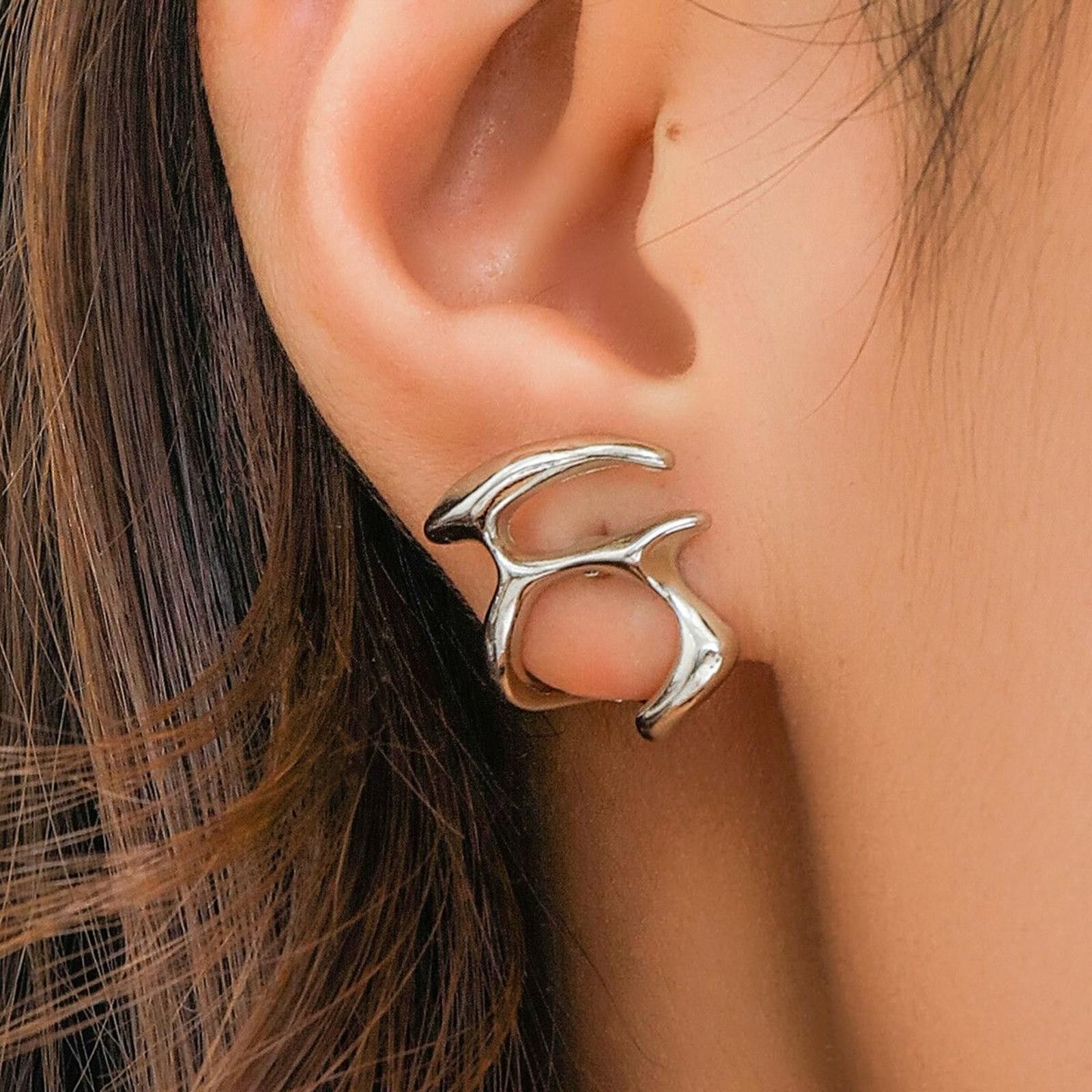 Jewelry Liquid Irregular Metal Earrings Size ONE SIZE - 3 Thumbnail