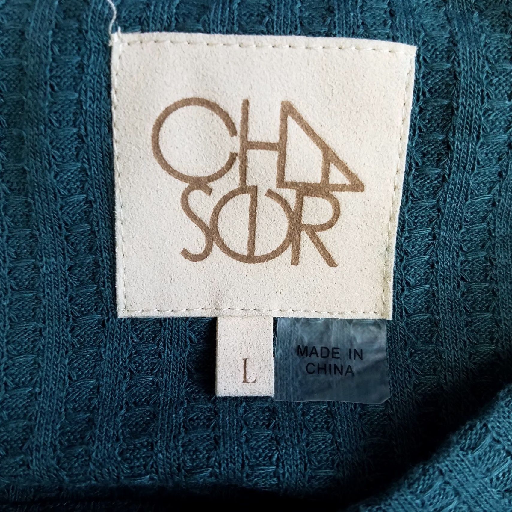 Vintage Chaser Women's Waffle Knit Top Blouse Long Sleeve Teal Green Size L Casual Thermal Knit Shirt Womens Size L / US 10 / IT 46 - 5 Thumbnail