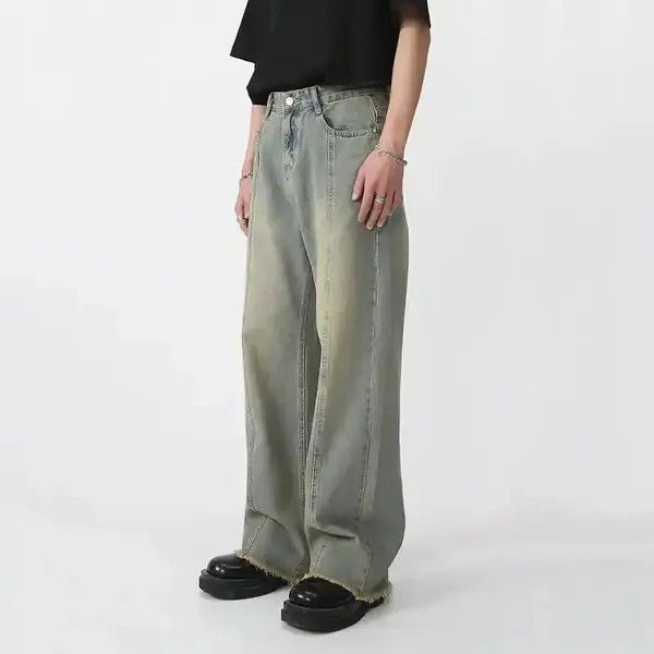 Designer × Vintage Y2K High Street Straight Wide Leg Jean Size US 31 - 2 Thumbnail