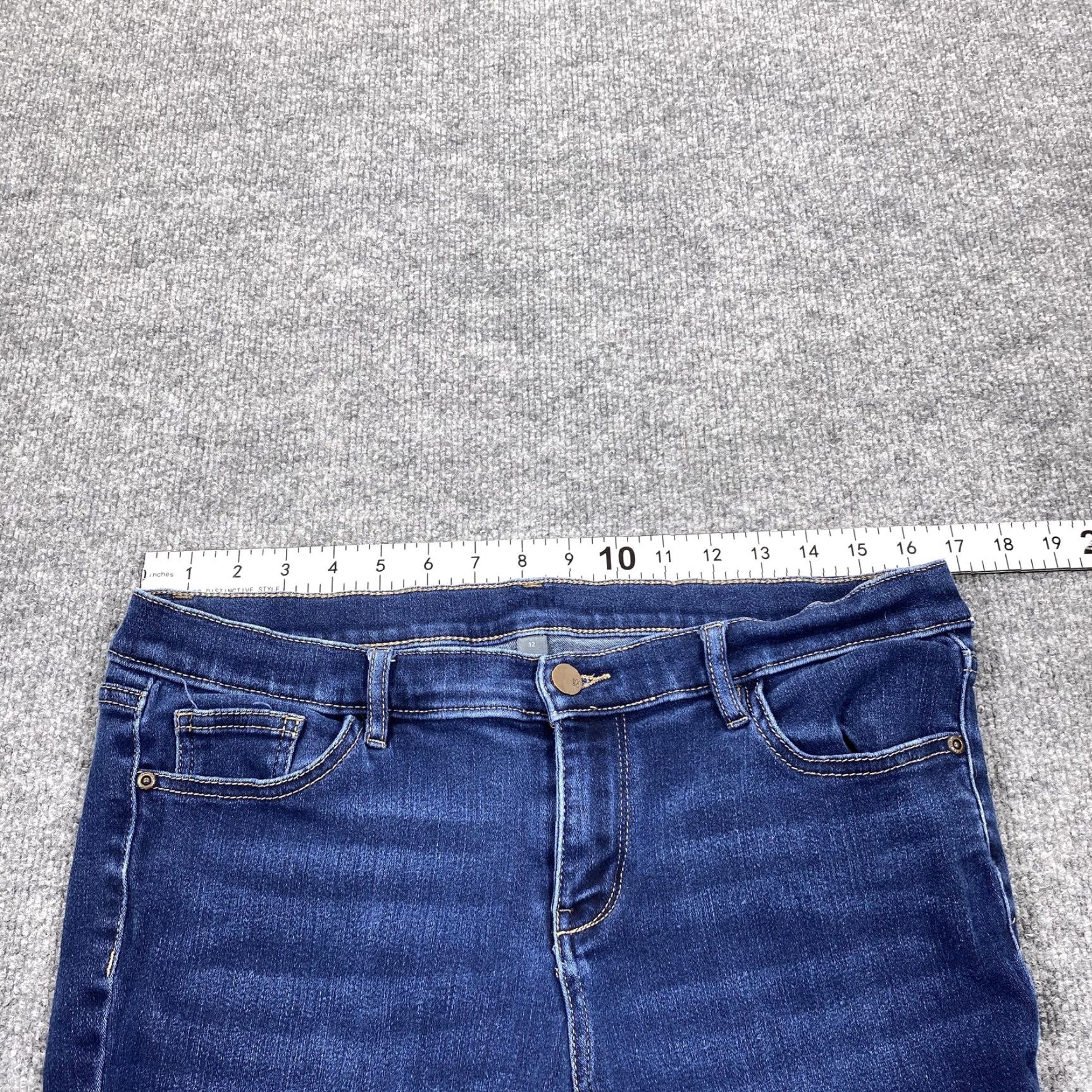 Vintage New York & Company Jeans Womens 12 Blue Mid Rise Med Wash Skinny Stretch Denim Jeans Size 34" / US 12 / IT 48 - 6 Thumbnail