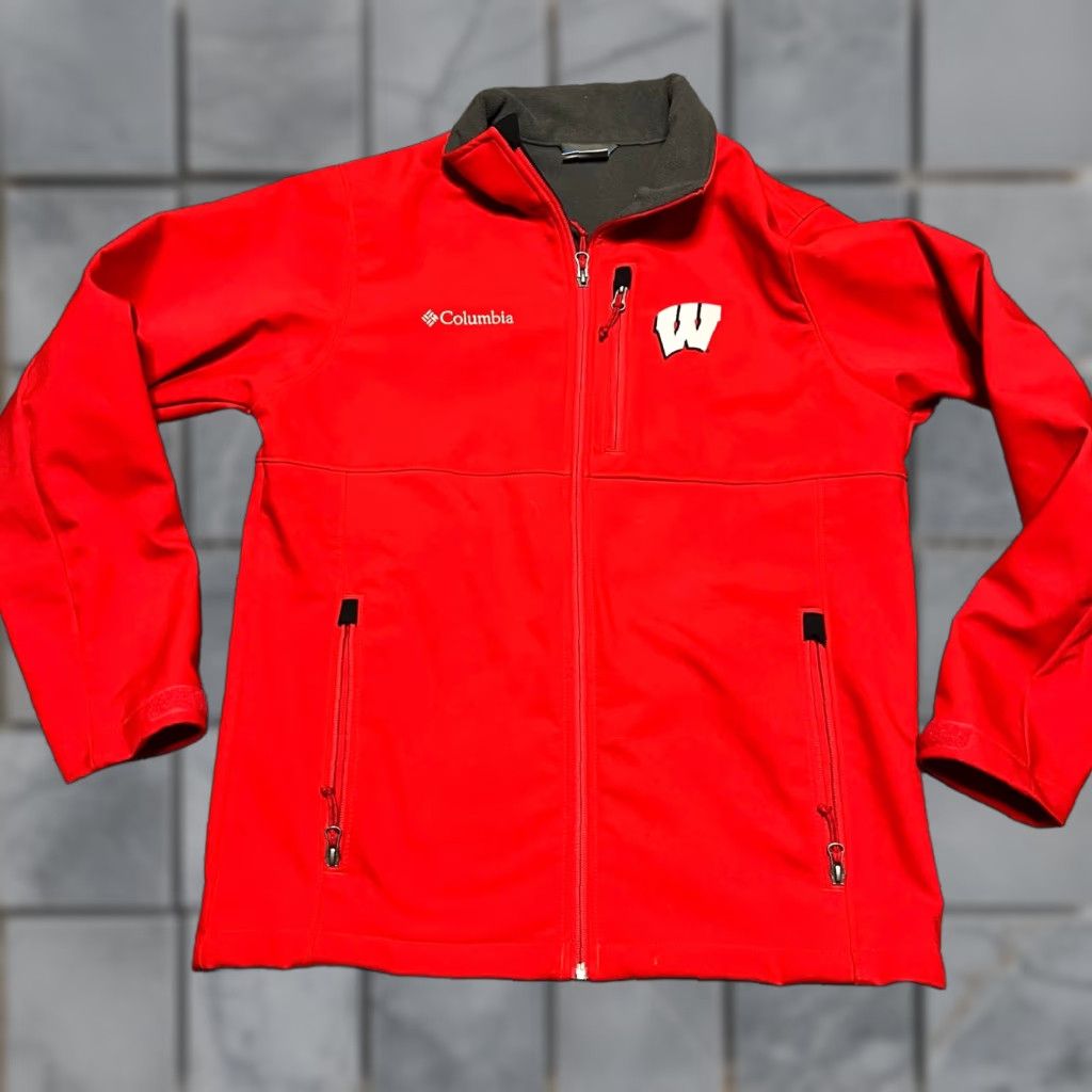 Columbia Wisconsin Badgers Jacket Mens Medium Softshell Red