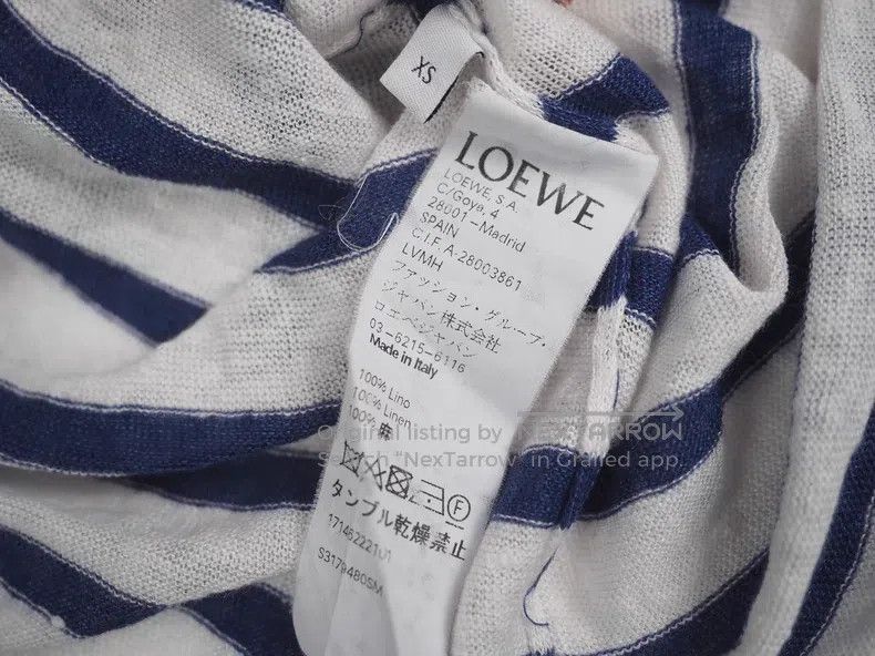 Loewe Loewe Blue and white striped linen knit long sleeves Size XS / US 0-2 / IT 36-38 - 7 Thumbnail