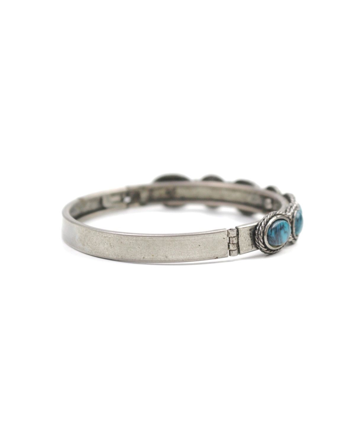 Vintage 2000S BOHO TURQUOISE CABOCHON STATEMENT HINGED BRACELET Size ONE SIZE - 6 Thumbnail