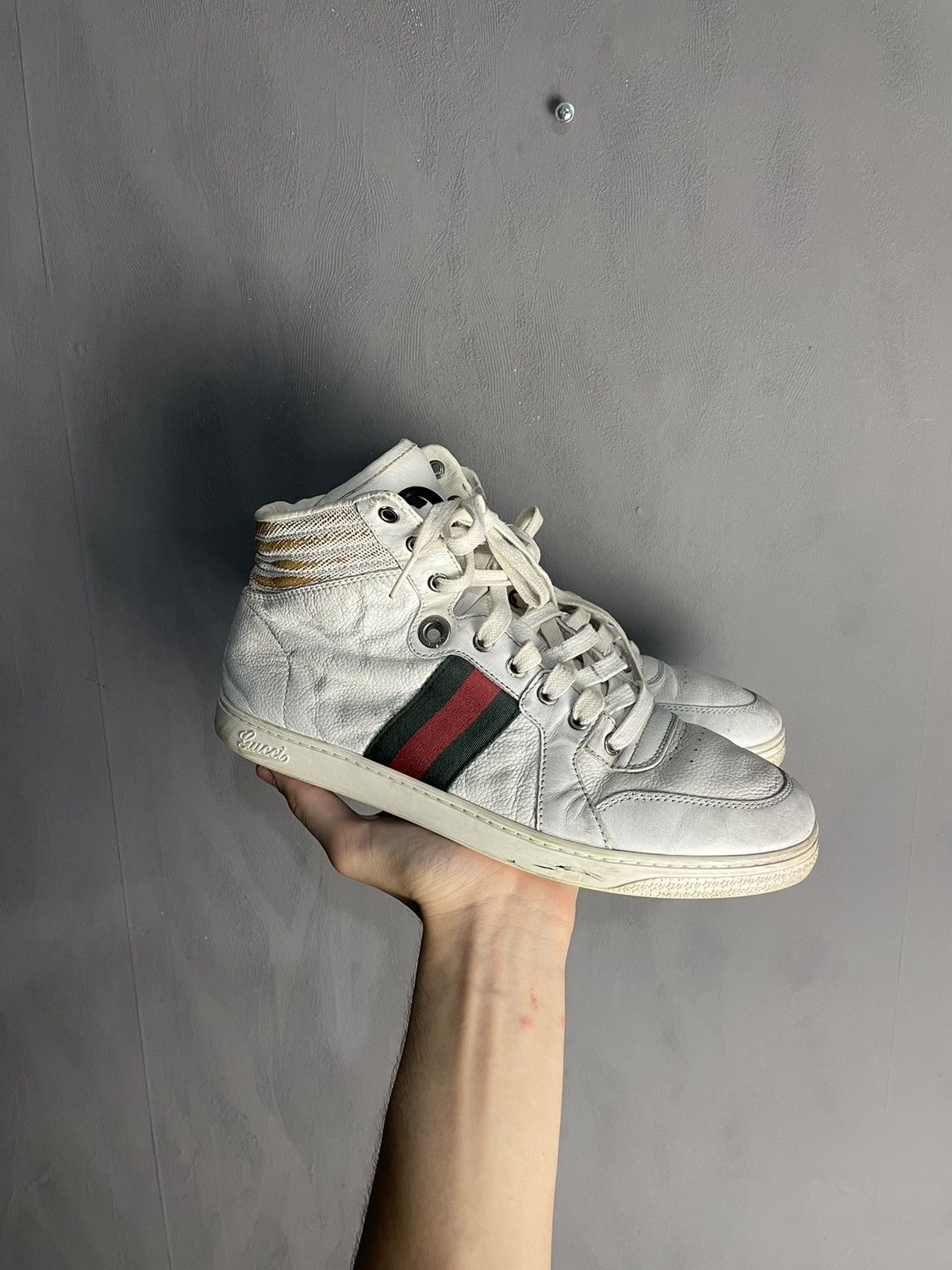 Gucci Gucci High Top Leather Sneaker Shoes Size US 7.5 / EU 40-41 - 1 Thumbnail
