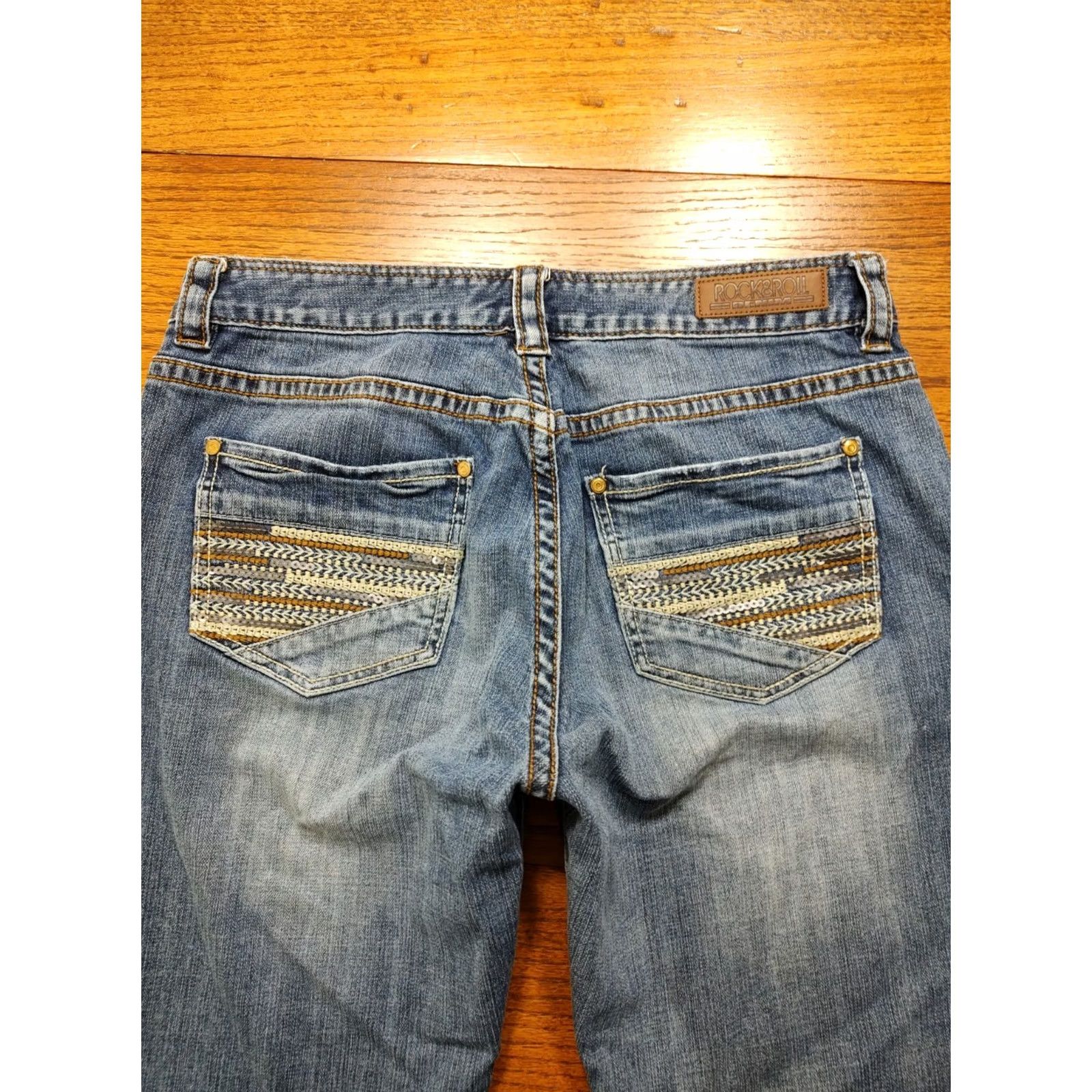 Denime Rock & Roll Cowgirl Blue Denim Boyfriend Jeans Womens Size 30 33 Inseam Western Classic Rock Cowboy Southwestern Size 30" / US 8 / IT 44 - 3 Thumbnail