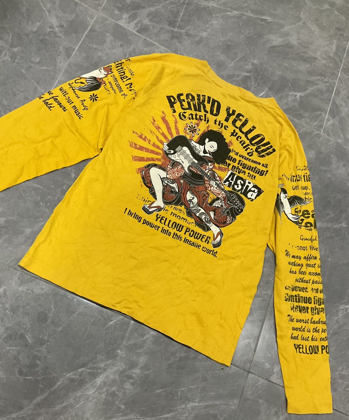 Japanese Brand × Vintage Peak’D Yellow BackHit Long Sleeve Size US S / EU 44-46 / 1 - 4 Thumbnail