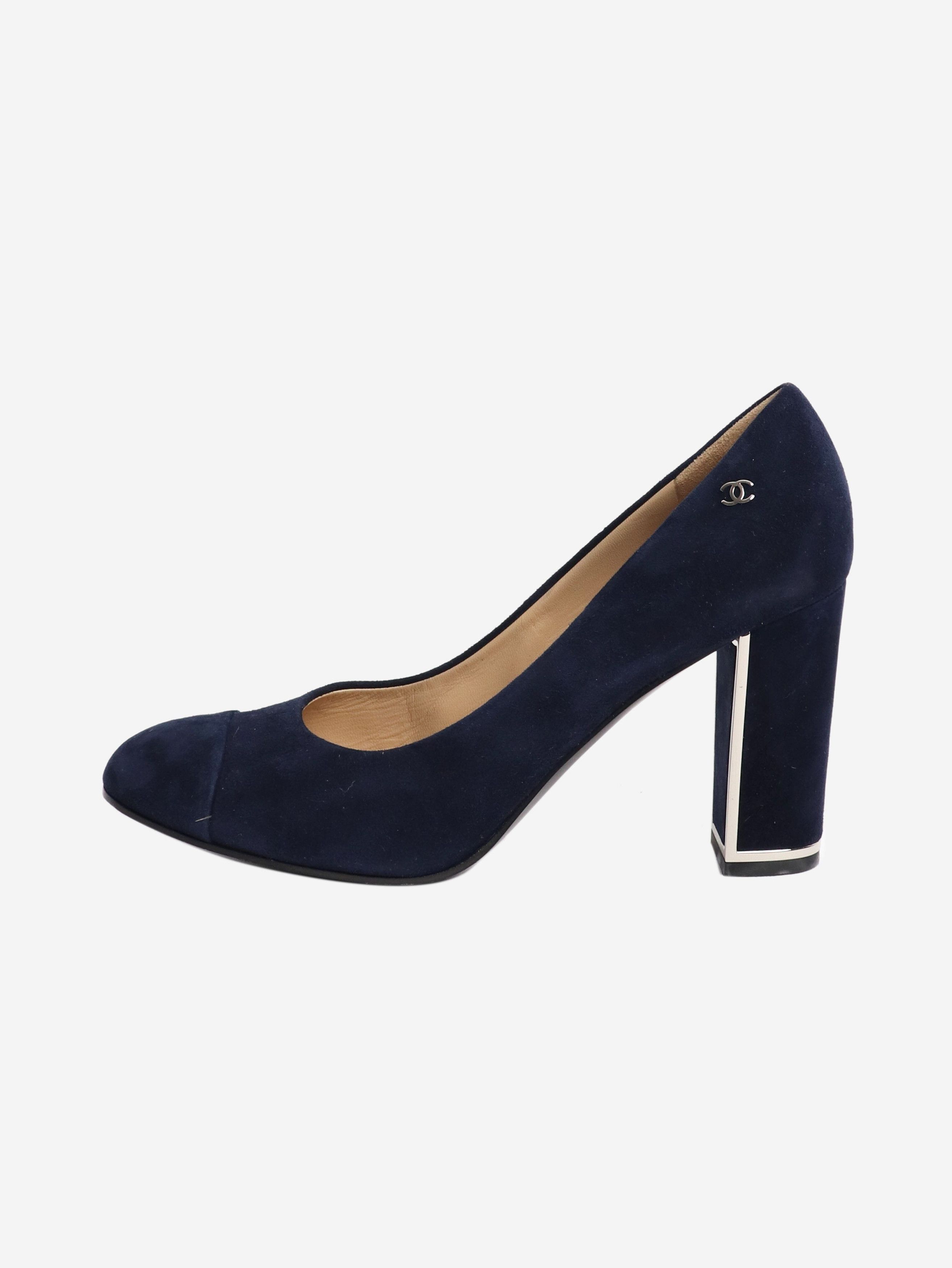 Chanel Navy suede pumps - EU 39.5 Size US 8 / IT 38 - 1 Thumbnail