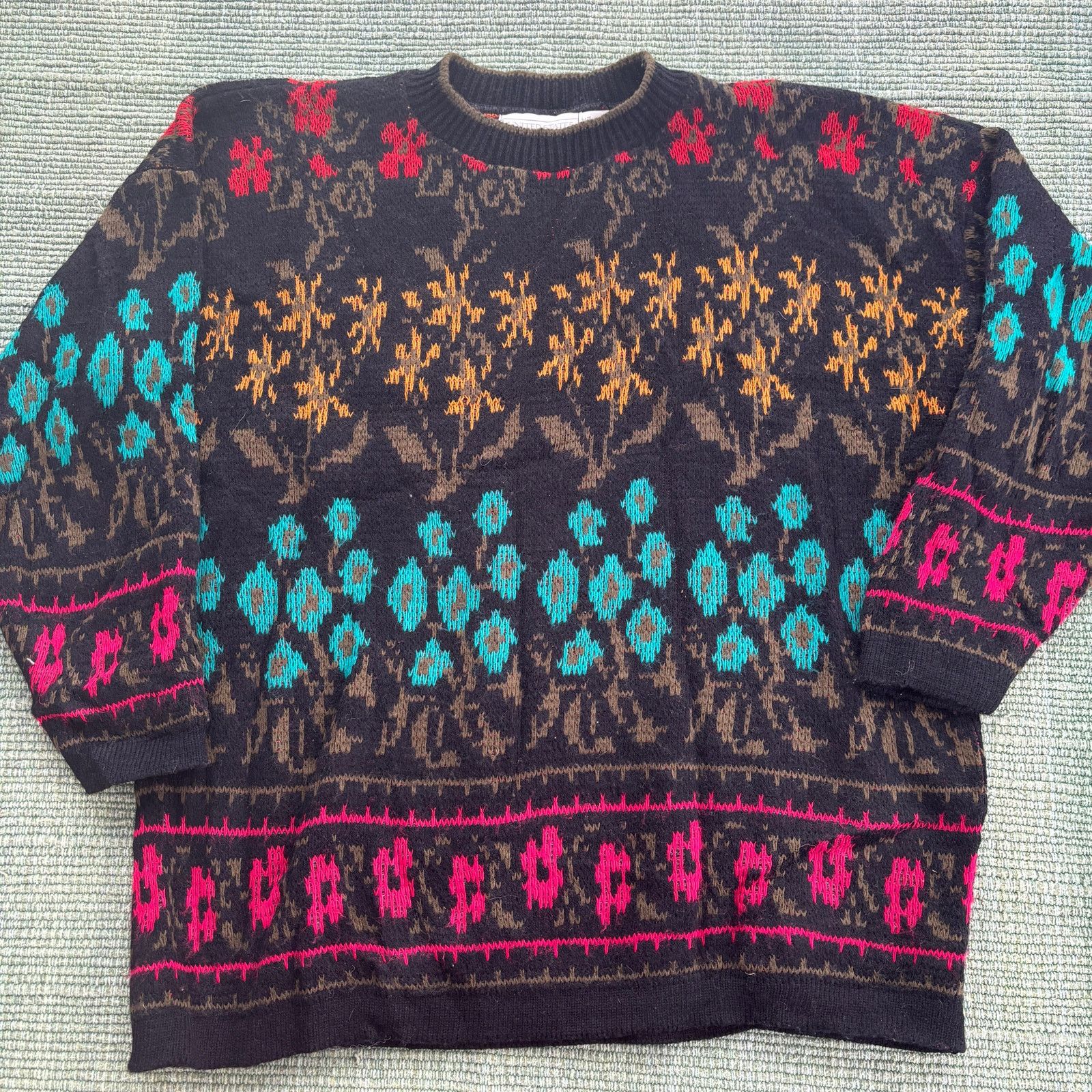 Vintage Vintage knit floral united stated sweater made in usa Size US L / EU 52-54 / 3 - 1 Thumbnail