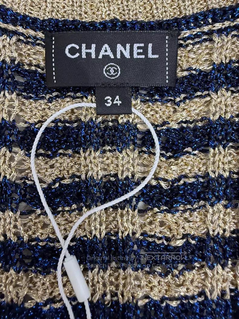 Chanel Chanel Gold thread knitted striped vest Size XXS / US 00 / IT 34 - 5 Thumbnail