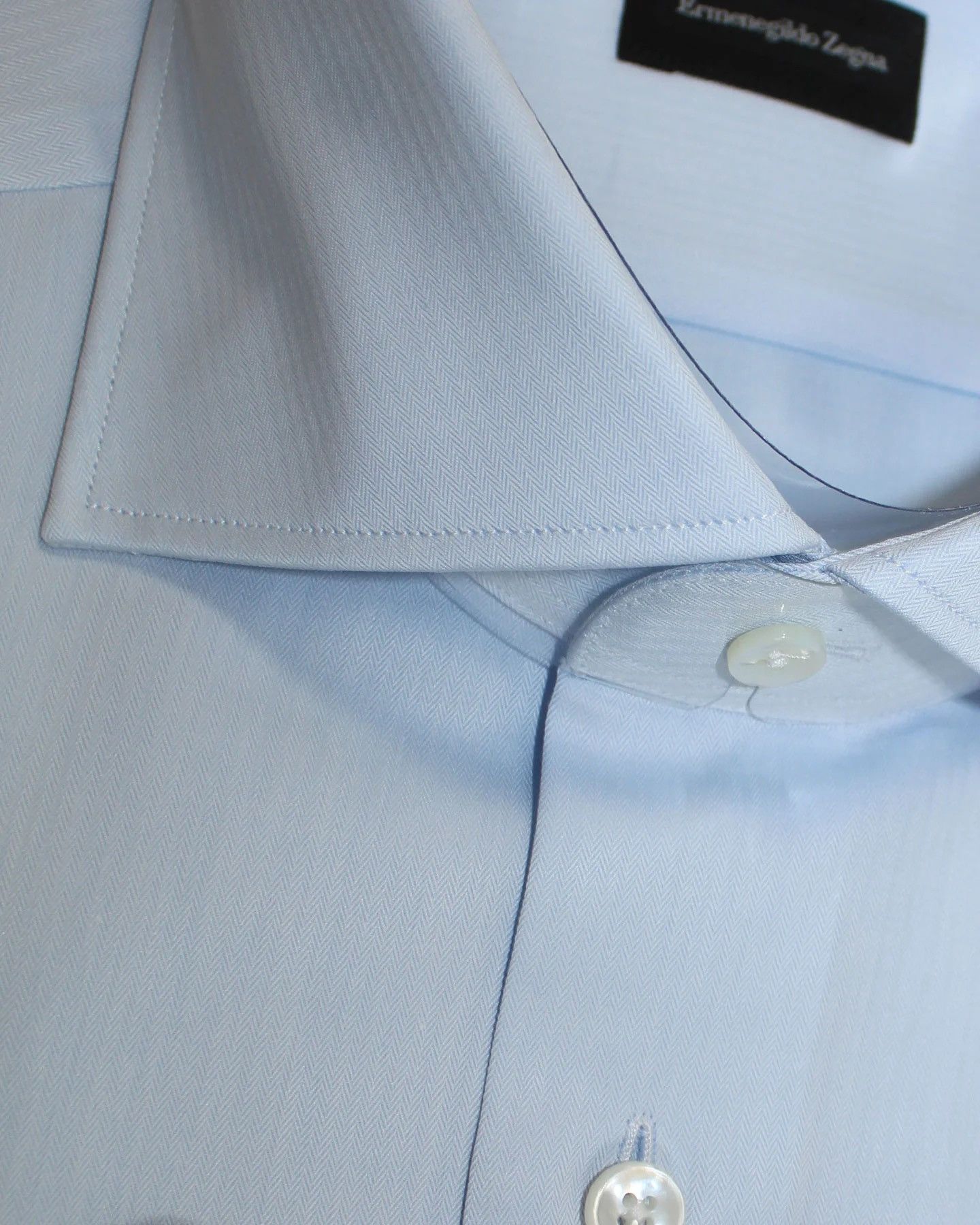 Ermenegildo Zegna ERMENEGILDO ZEGNA Blue Dress Shirt Size US M / EU 48-50 / 2 - 2 Thumbnail