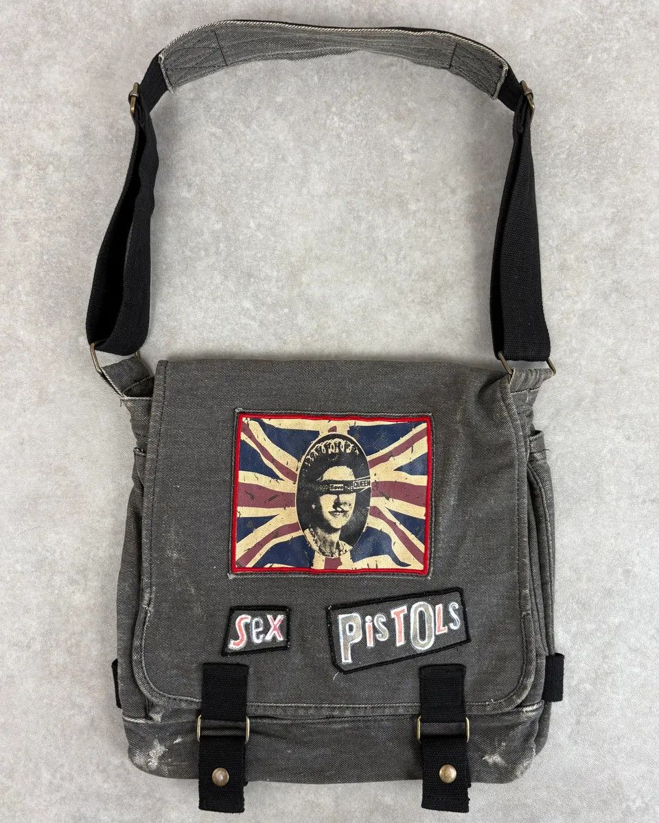 Vintage Vintage Grey Denim Sex Pistols Patch Messenger Bag Size ONE SIZE - 3 Thumbnail