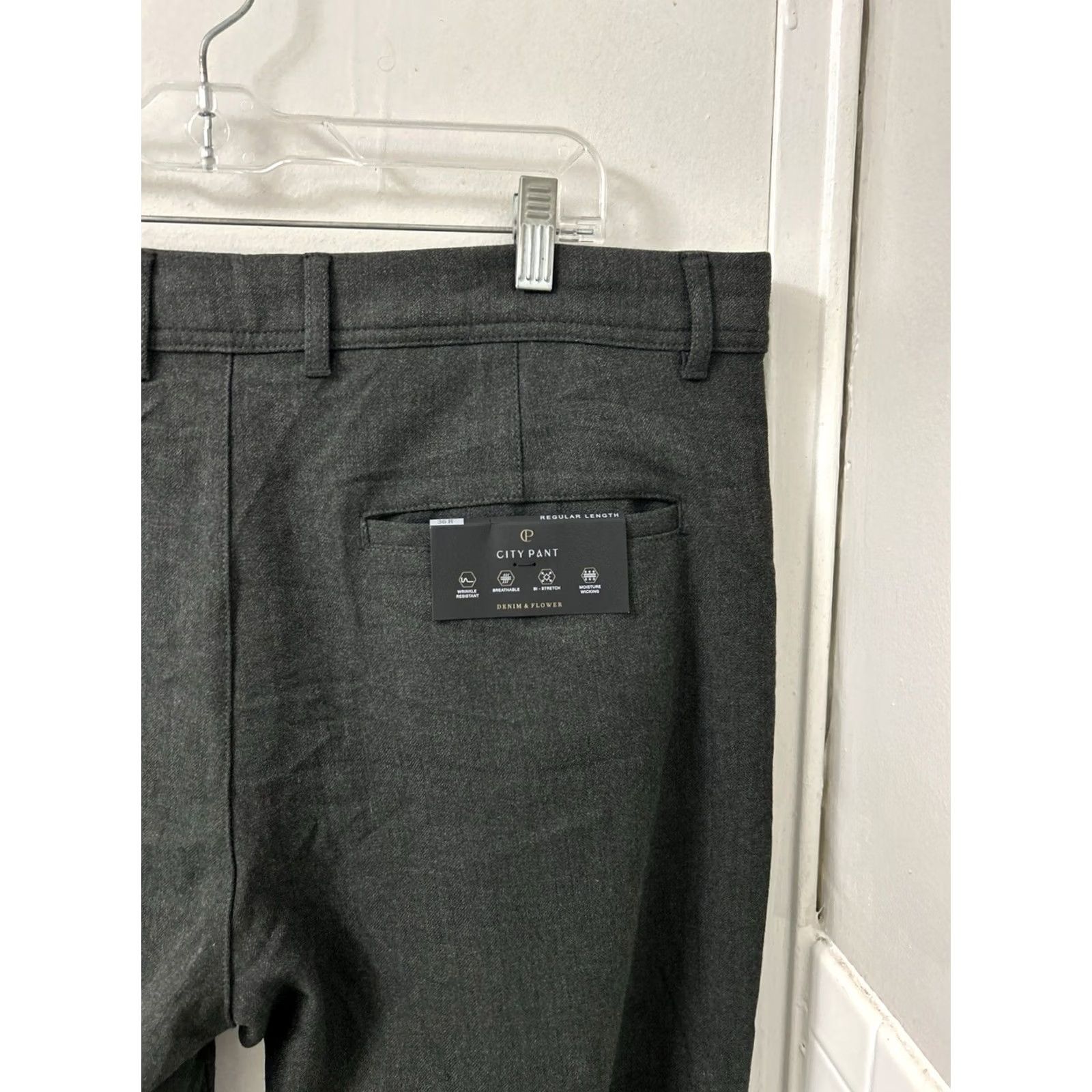 Denime Denim & Flower Ricky Singh City Pant Men 36x28 Gray Stretch Trousers NWT Regular Straight Front Wide Options Pants Size US 36 / EU 52 - 4 Thumbnail