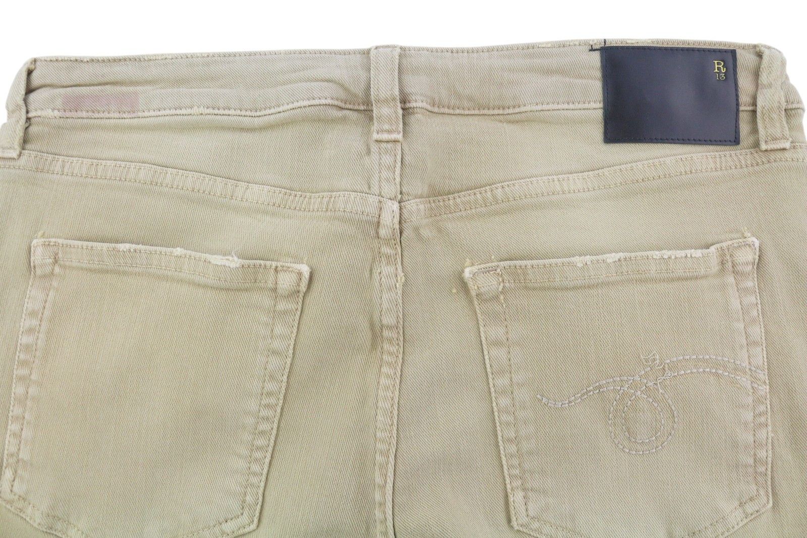 R13 BOY STRAIGHT 30 Khaki Stretch Faded Ankle Casual 86284 Size 30" / US 8 / IT 44 - 16 Thumbnail