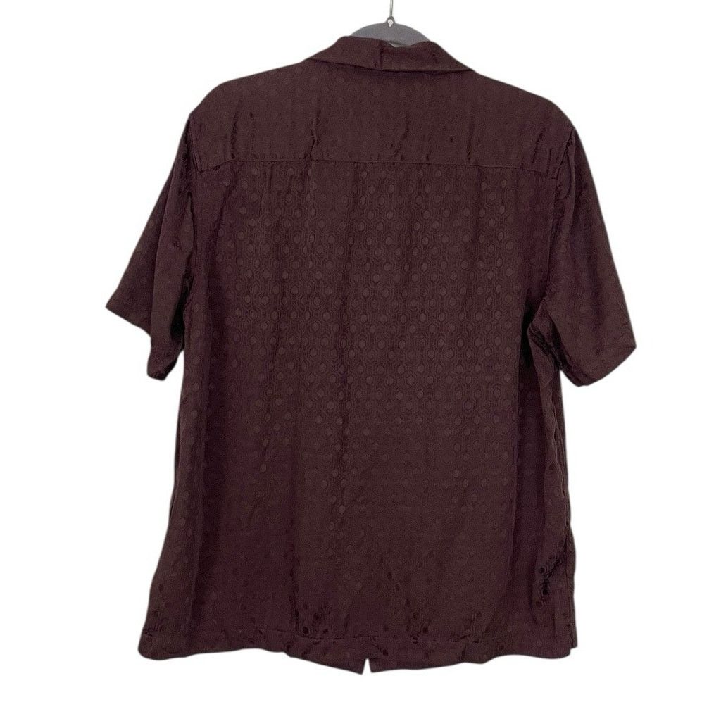 H&M H&M Mens Silky Burgundy Button Down Short Sleeve Shirt Size US M / EU 48-50 / 2 - 4 Thumbnail