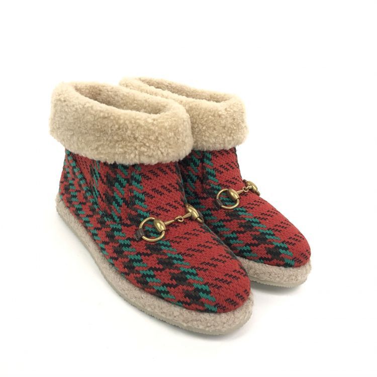 Gucci Gucci Houndstooth Horsebit Shearling Boots Size 36 Size US 6 / IT 36 - 1 Thumbnail