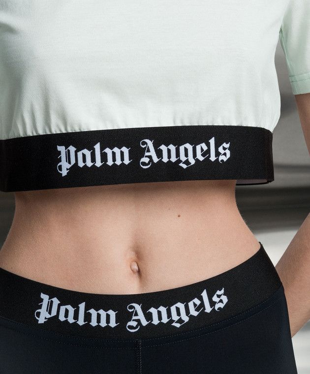 Palm Angels o1y1225 Logo Crop Top in Light Green/Black Size L / US 10 / IT 46 - 4 Thumbnail