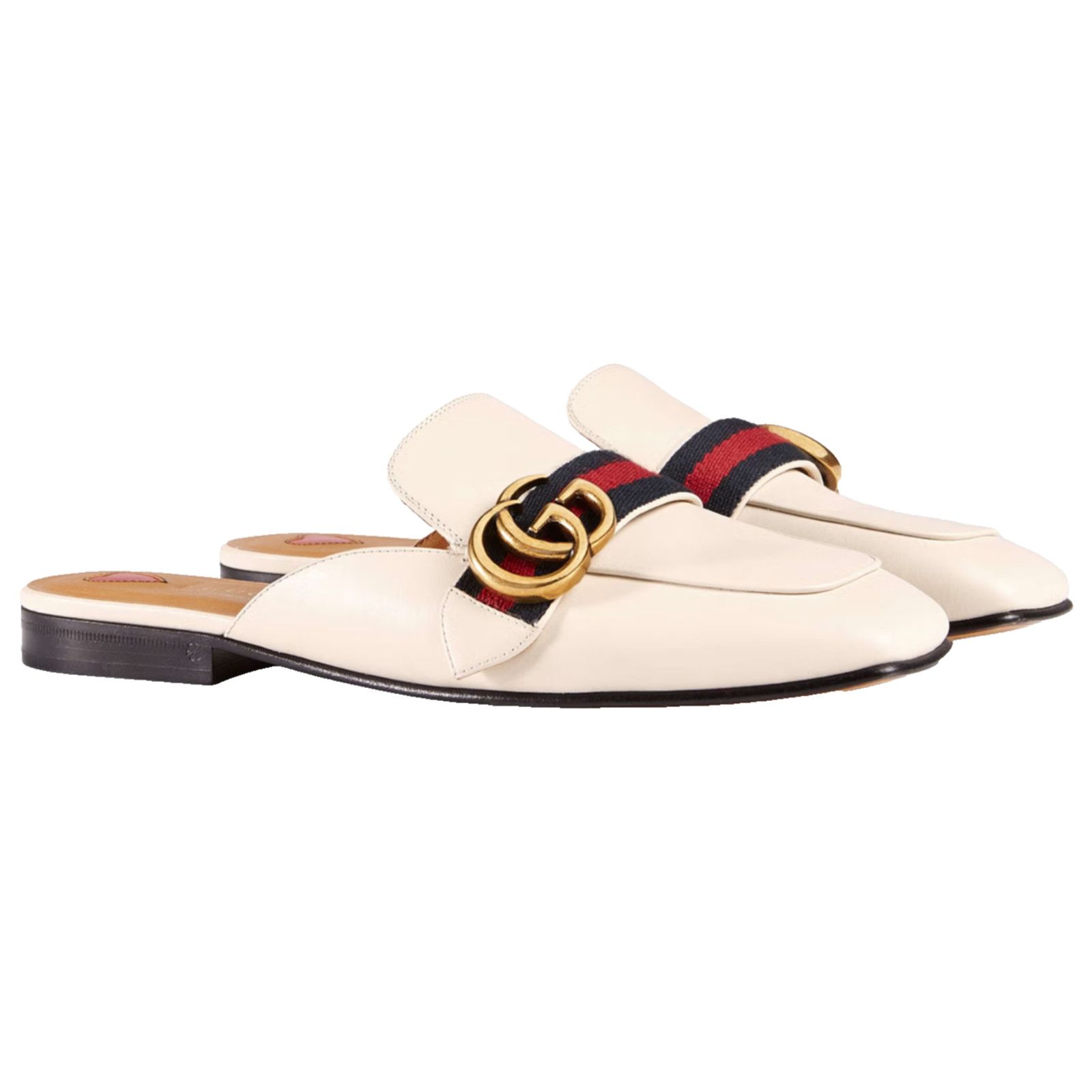 Gucci White Gold GG Slide Loafer Mule Slipper Backless Flats 36.5 Size US 6.5 / IT 36.5 - 1 Thumbnail