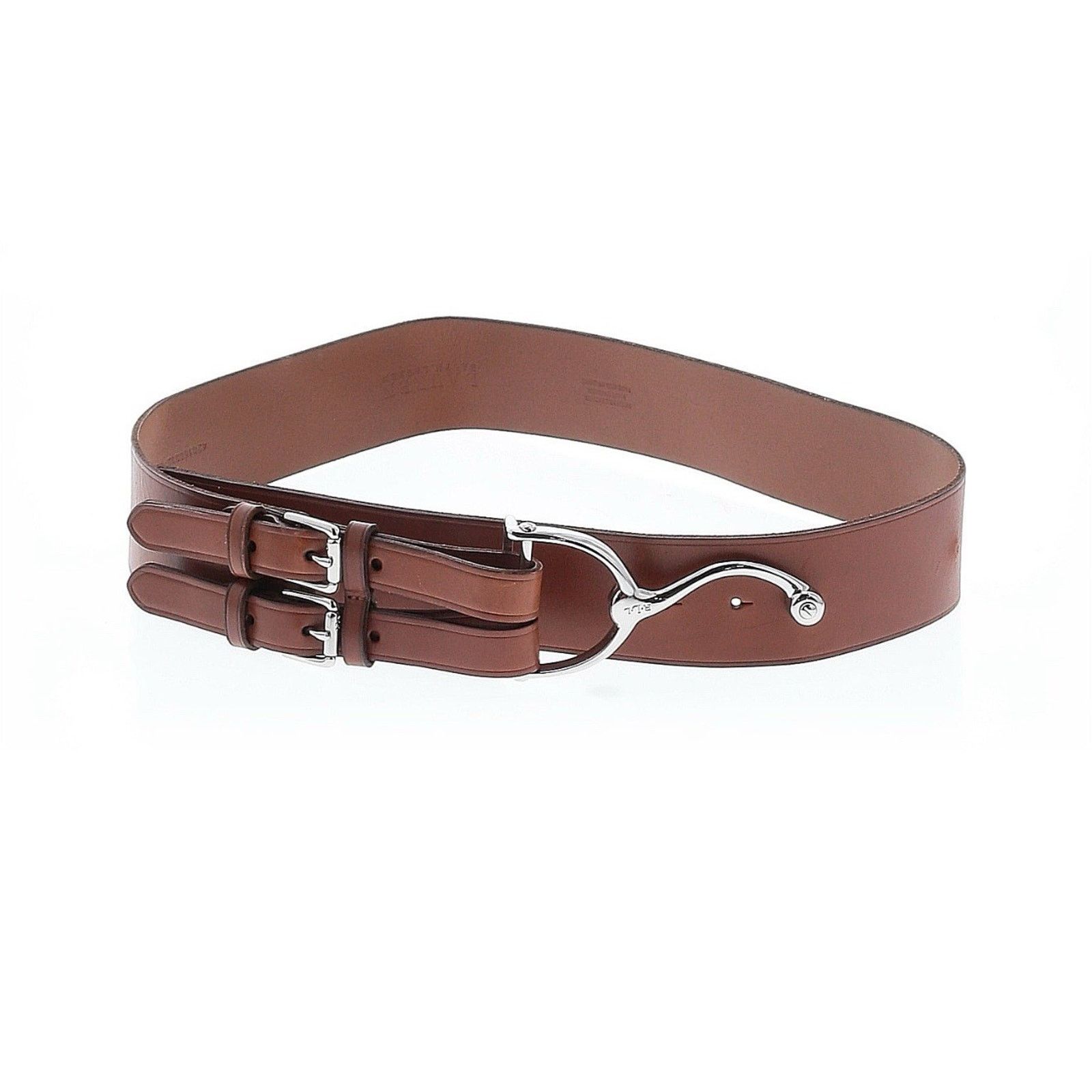 Ralph Lauren Brown Leather Horsebit Gold Hook Belt L/XL