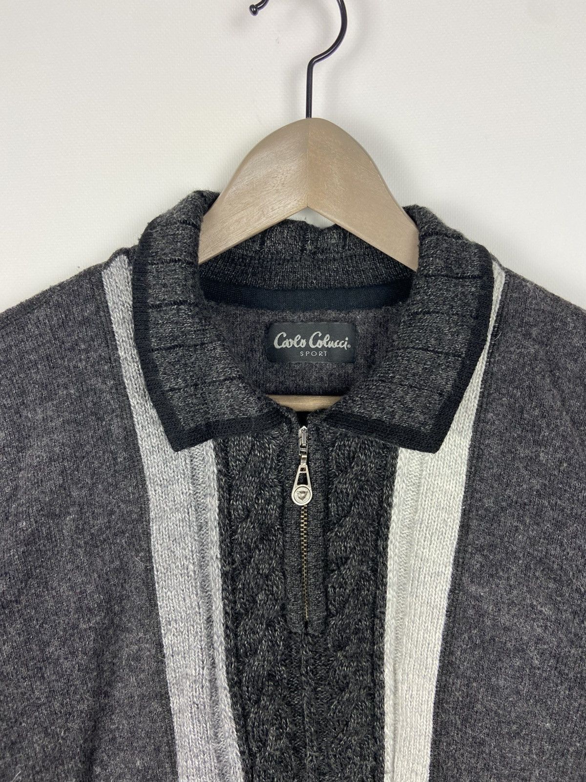 Carlo Colucci Vintage Carlo Colucci Sport 1/2 Zip Gray Polo Wool Sweater Size US XL / EU 56 / 4 - 3 Thumbnail