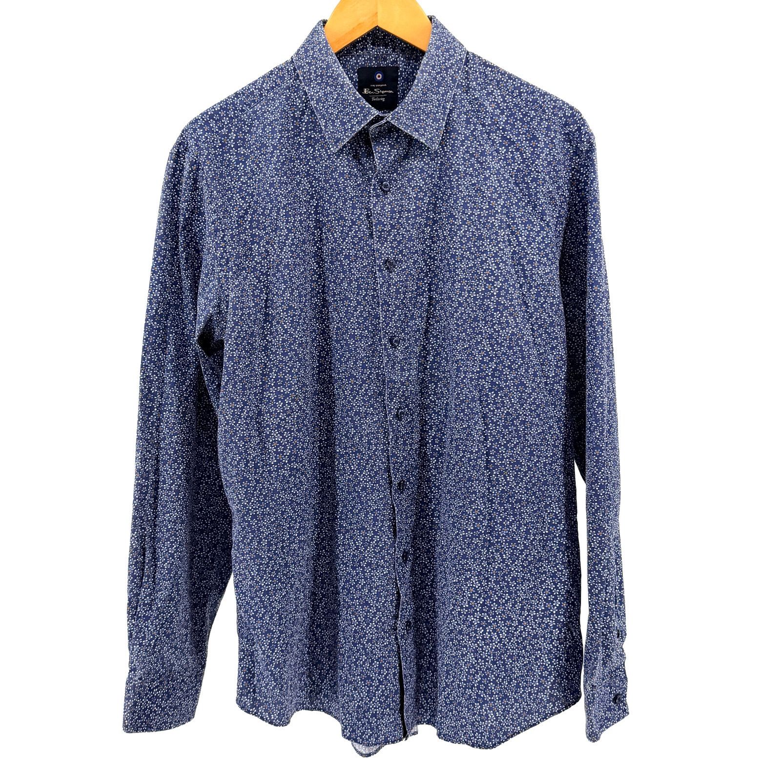 Ben Sherman Blue Floral Stretch Tailored Long Sleeve Button Down Shirt Size US L / EU 52-54 / 3 - 1 Thumbnail