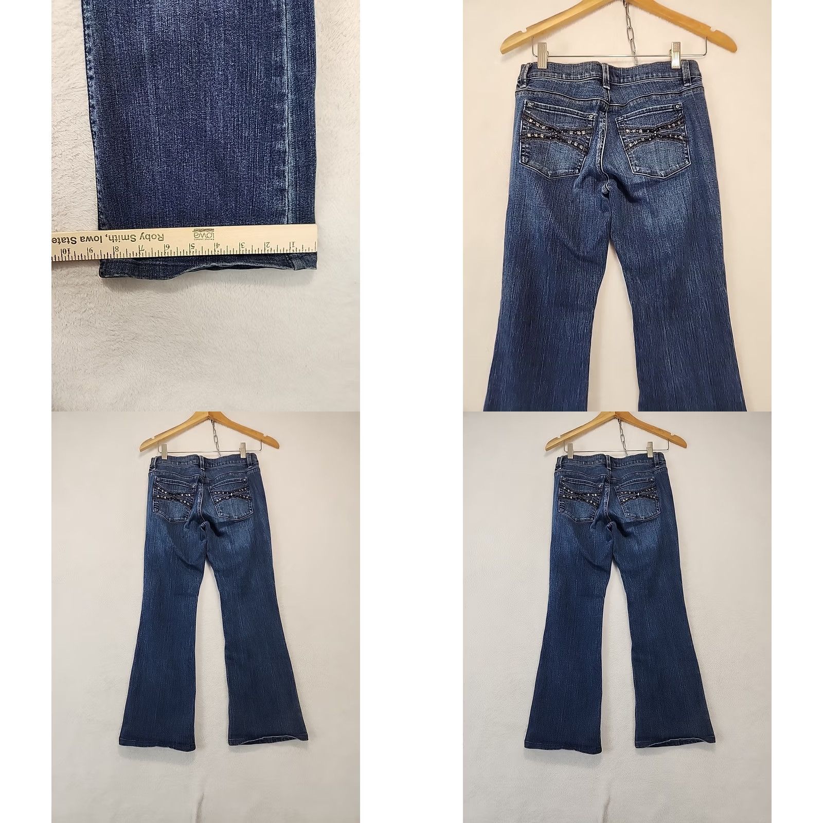 White House Black Market VINTAGE White House Black Market Jeans Womens 25 Noir Flare Leg Stretch Blue Denim Regular 5-Pocket Pattern Solid Medium Wash Size 42" / US 20 - 8 Thumbnail