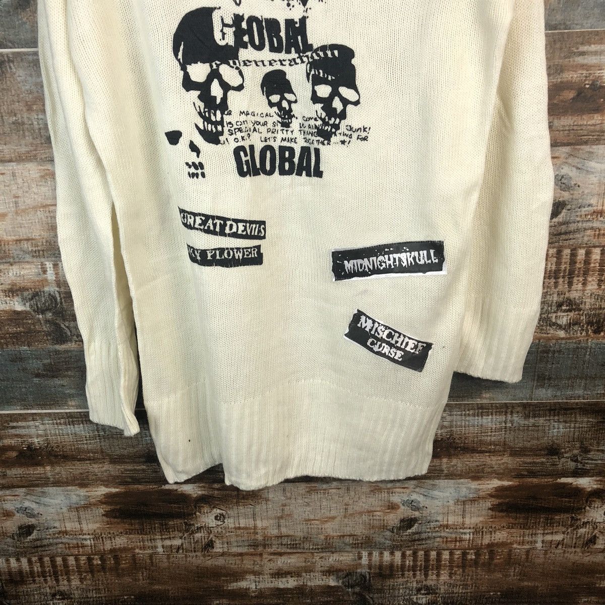 Japanese Brand Das Ziel White skull punk Knitwear #A1888 Size L / US 10 / IT 46 - 6 Thumbnail