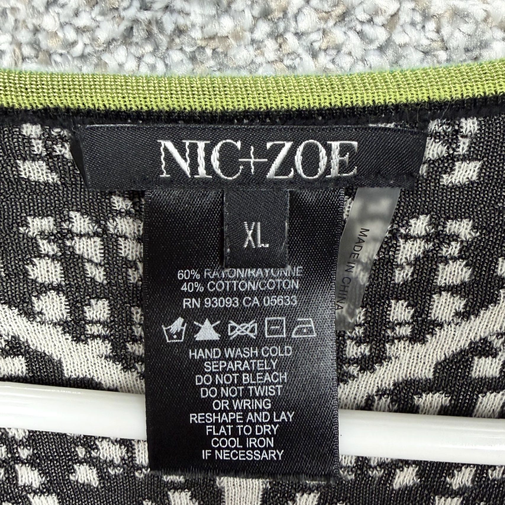 NIC+ZOE NIC+ZOE Tunic Sweater Womens XL Black White Knit Geometric Lagenlook Boho Chic Size XL / US 12-14 / IT 48-50 - 5 Thumbnail