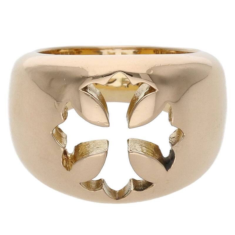 image of Chrome Hearts 22K Negative Space Plus Ring- Size 8 in Gold, Men's