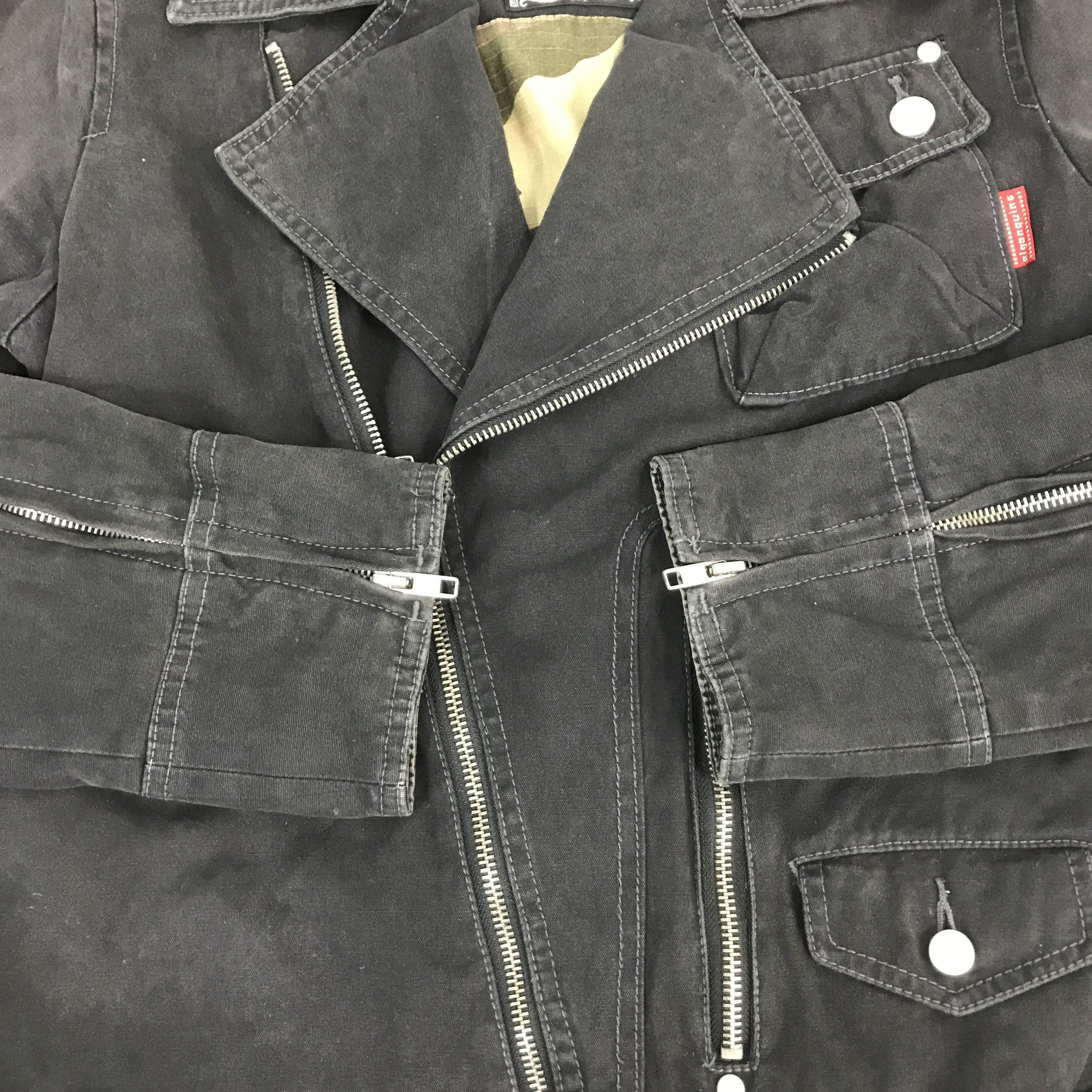 If Six Was Nine × Japanese Brand × Le Grande Bleu (L.G.B.) BLACK PUNK ALGON QUINS JAPAN STYLE DENIM JACKET Size US S / EU 44-46 / 1 - 7 Thumbnail