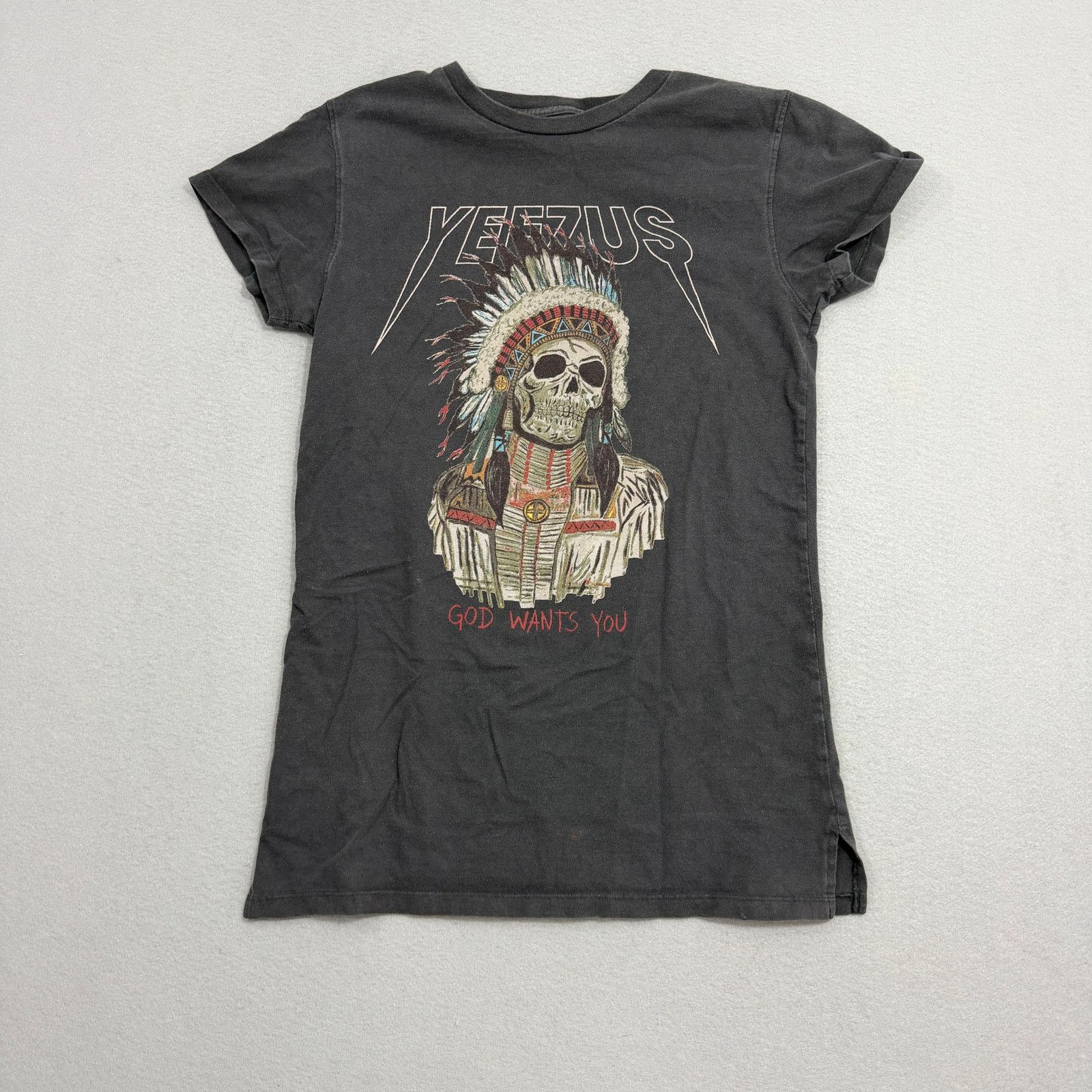 Yeezus God Wants You Shirt Men's Small Black Faded Black