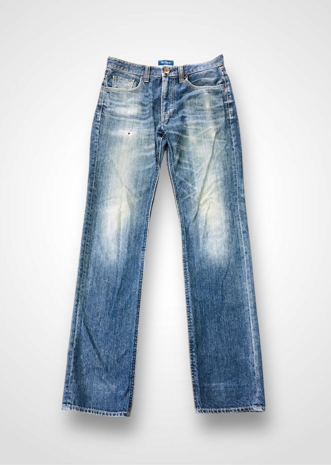 Japanese Brand Navy Distressed Jeans (15) Size US 31 - 1 Thumbnail