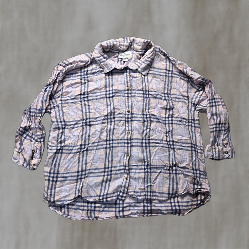 American Eagle Outfitters American Eagle Outfitters Shirt Women Large Pink Plaid Button-Up Long Sleeve Collared Casual Fall Winter Spring Women’s L Size L / US 10 / IT 46 - 1 Thumbnail