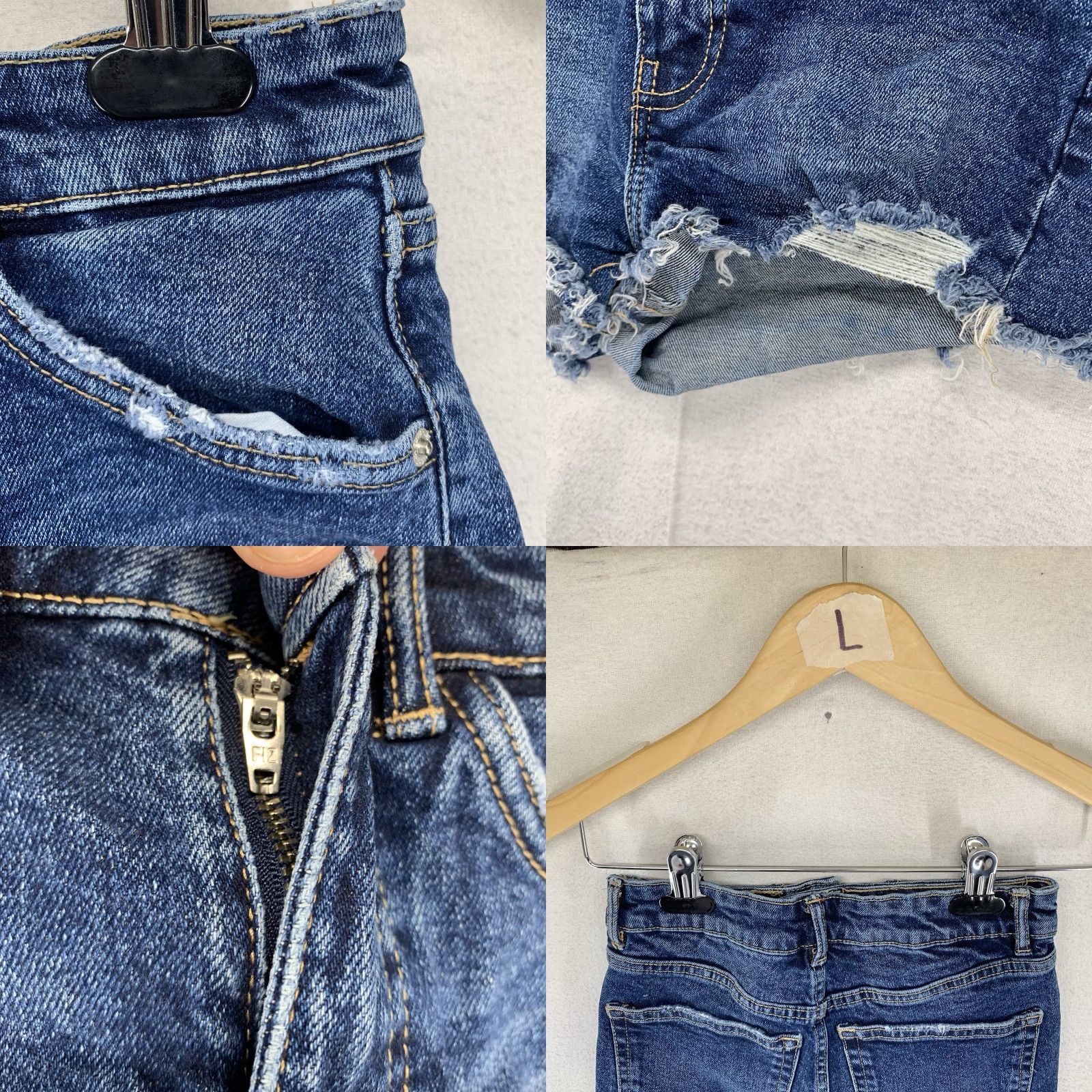 Zara Zara High Rise Denim Shorts Women Size 0 Indigo Raw Hem Summer Festival Boho Stretch Waist Size 25" / US 0 / IT 36 - 8 Thumbnail
