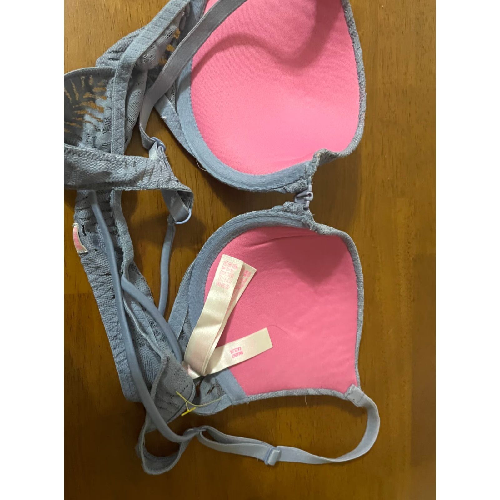Victoria's Secret VINTAGE Victoria's Secret PINK Blue Ladder Back Push-Up Bra 32B Racer Front Closure Underwire Lace Women 32B Blue Push-Up Bras Womens Bra Size ONE SIZE - 4 Thumbnail