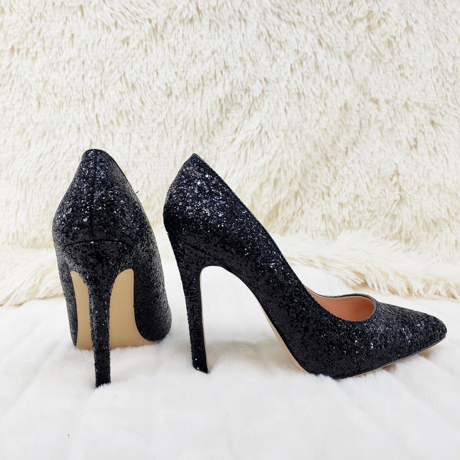 Other Weeboo Black Glitter 4" High Heel Shoes Pointy Toe Pump 6.5- Size US 7 / IT 37 - 4 Thumbnail