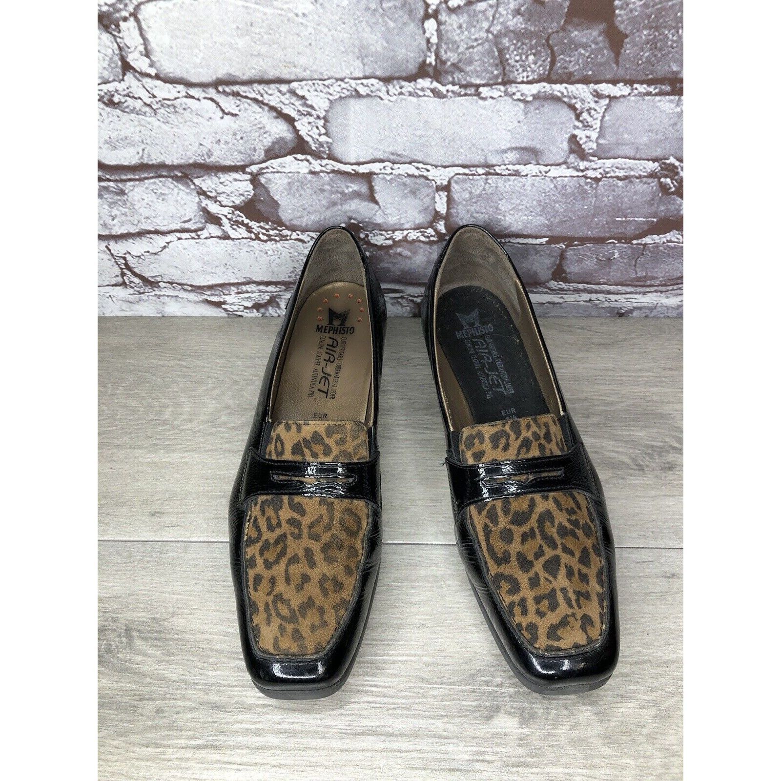 Mephisto Mephisto Air Jet Black Patent Leopard Print Penny Wedge Shoe Size US 11 / IT 41 - 11 Thumbnail