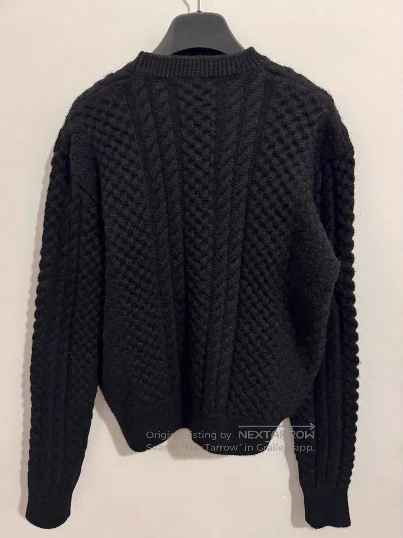 Saint Laurent Paris Saint Laurent Paris Black Wool Crewneck Cable Knit Sweater Size US M / EU 48-50 / 2 - 2 Thumbnail