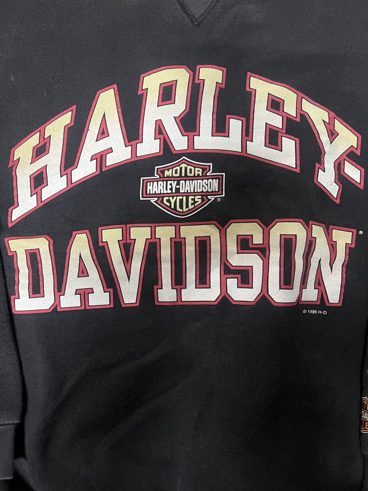 Harley Davidson HARLEY DAVIDSON Black Crewneck Grunge Sweatshirt Big Logo Size US L / EU 52-54 / 3 - 2 Thumbnail