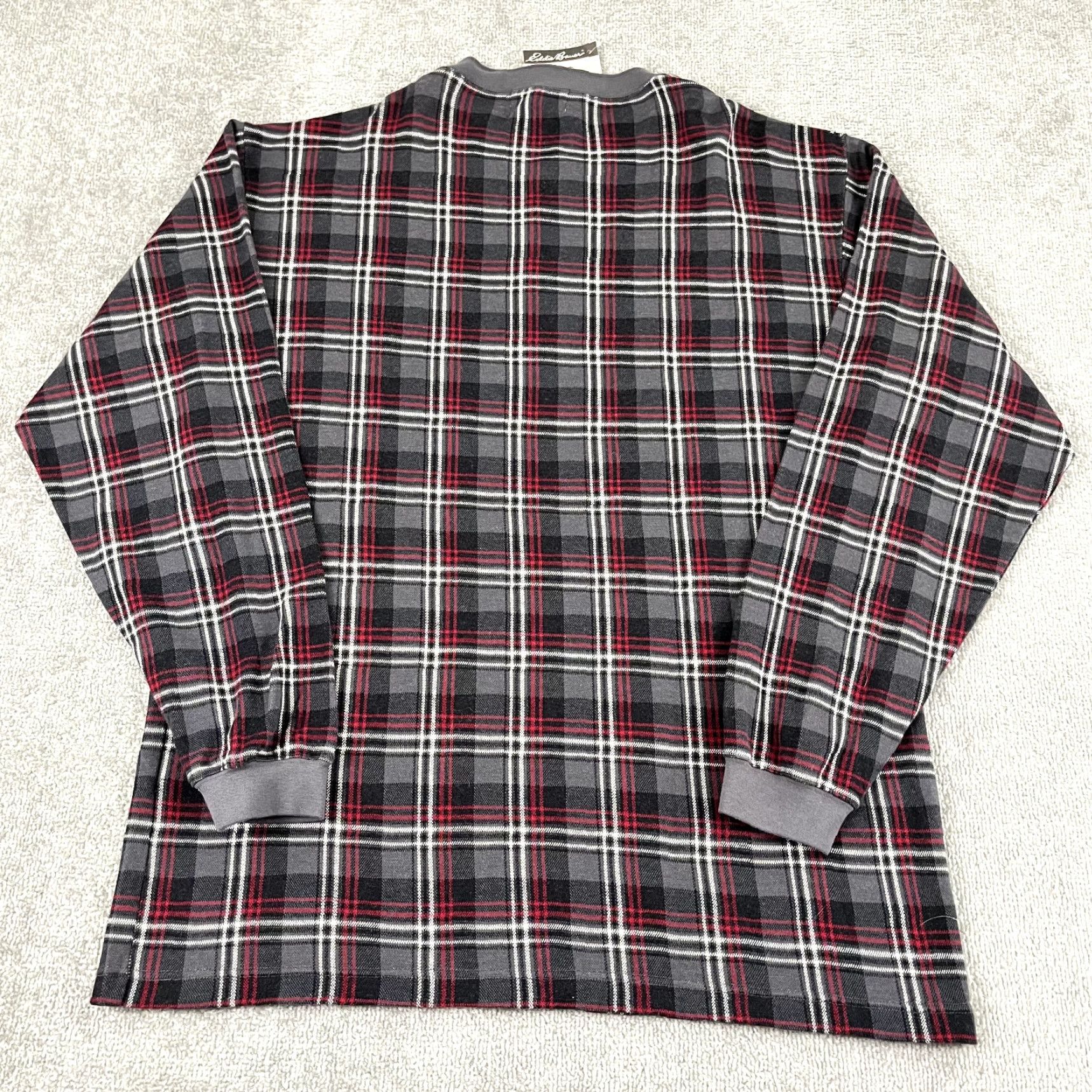 Eddie Bauer VINTAGE Eddie Bauer Men's Shirt XL Tall Plaid Henley Long Sleeve Pullover - Gray, Red, White, All Seasons Size US XL / EU 56 / 4 - 7 Thumbnail