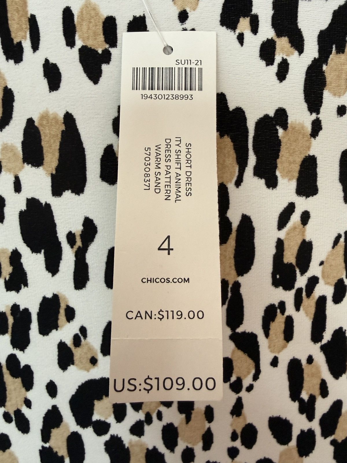 Chicos Chico’s Women’s Animal Print Shift Ikat 3/4 Sleeve Dress Size 3XL / US 20-22 - 3 Thumbnail