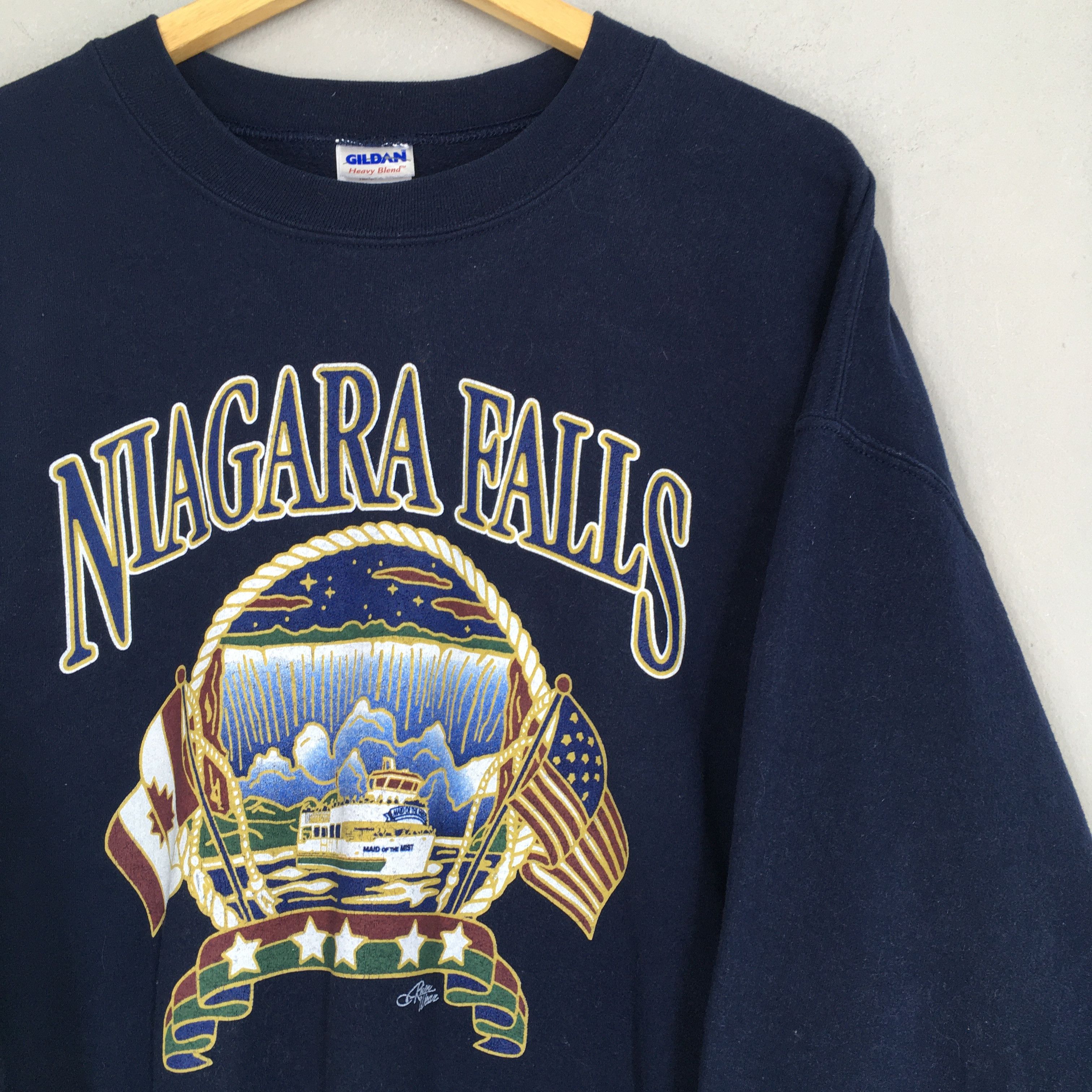 Gildan × Vintage Vintage Y2K Niagara Falls Blue Sweatshirt XLarge Size US XL / EU 56 / 4 - 2 Thumbnail