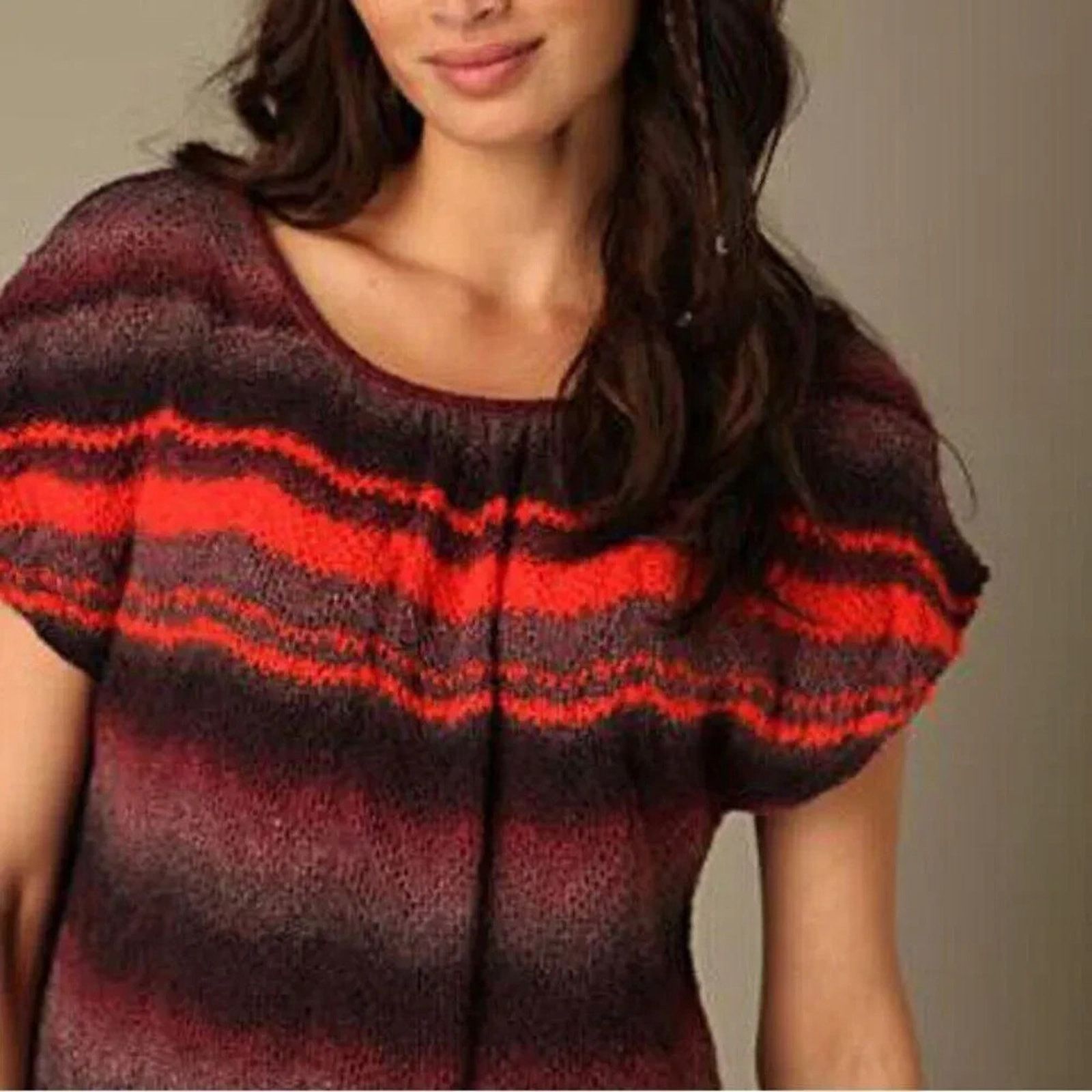 Free People FREE PEOPLE SUNSET STRIPE V-BACK WOOL BLEND SWEATER - SZ M Size M / US 6-8 / IT 42-44 - 5 Thumbnail