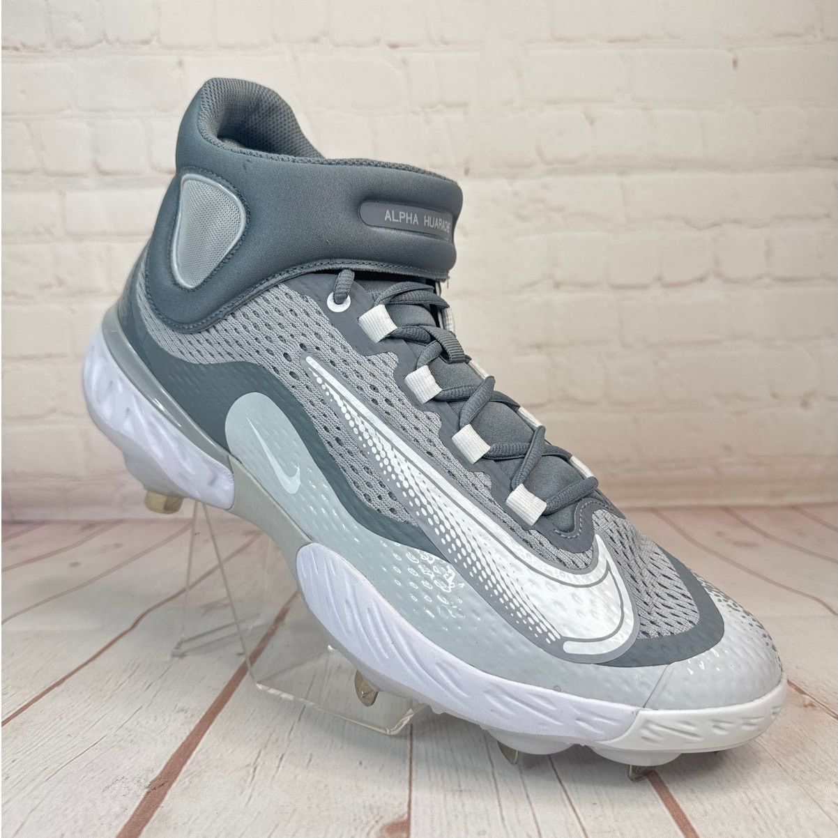 Nike Alpha Huarache Elite Grey Baseball Cleats Mens Sz 13
