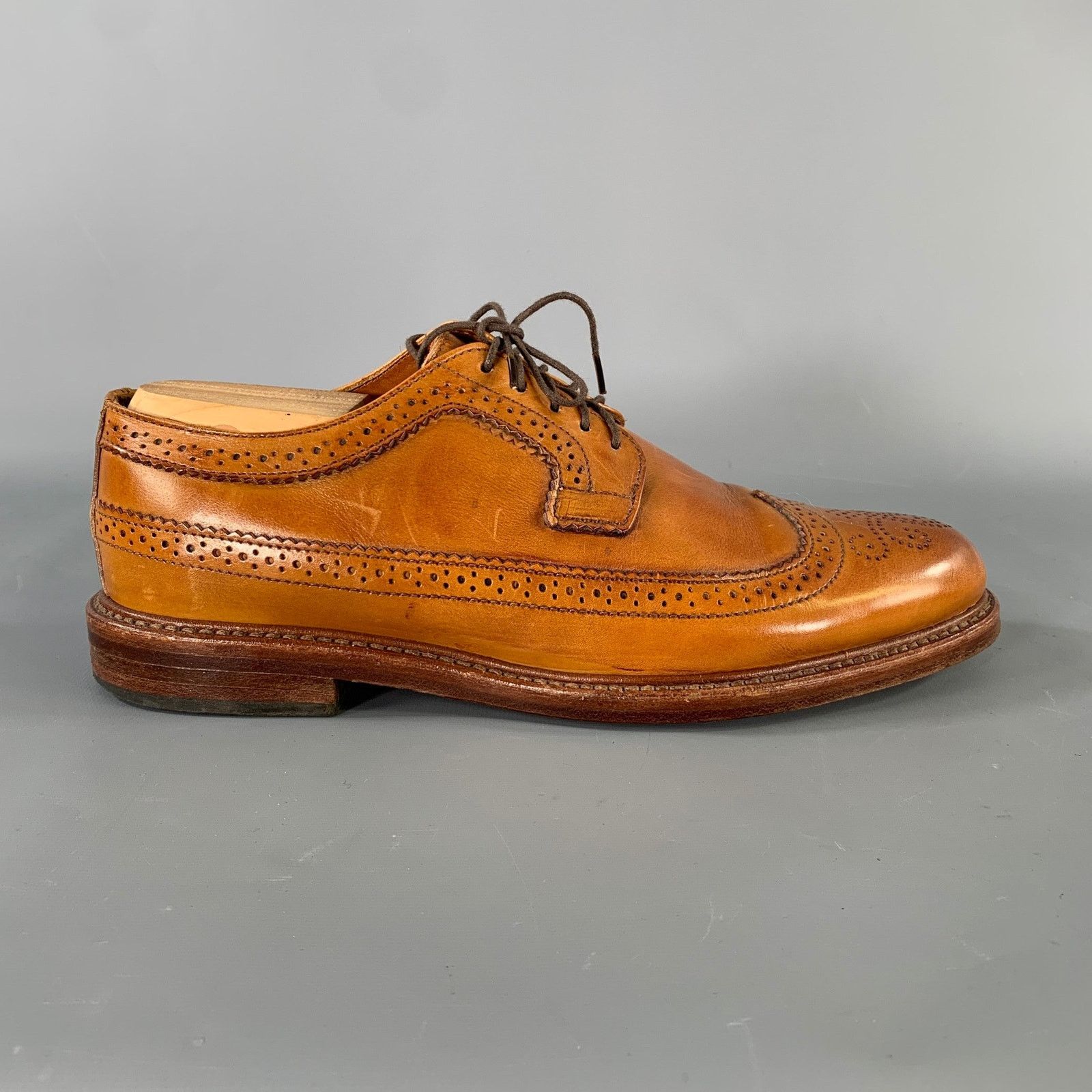 Rancourt & Co. RANCOURT & CO. Size 9 Tan Caramel Leather Wingtip Lace-Up Size US 9 / EU 42 - 2 Thumbnail